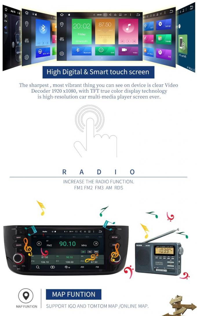 新しいLINEAのためのステレオのラジオGPSを持つアンドロイド8.0車のフィアットDVDプレイヤー