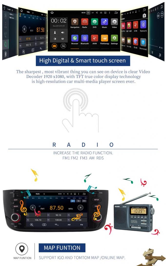 3g wifiのアンドロイド7.1のカー ラジオのタッチ画面のDVDプレイヤーBT AM FM