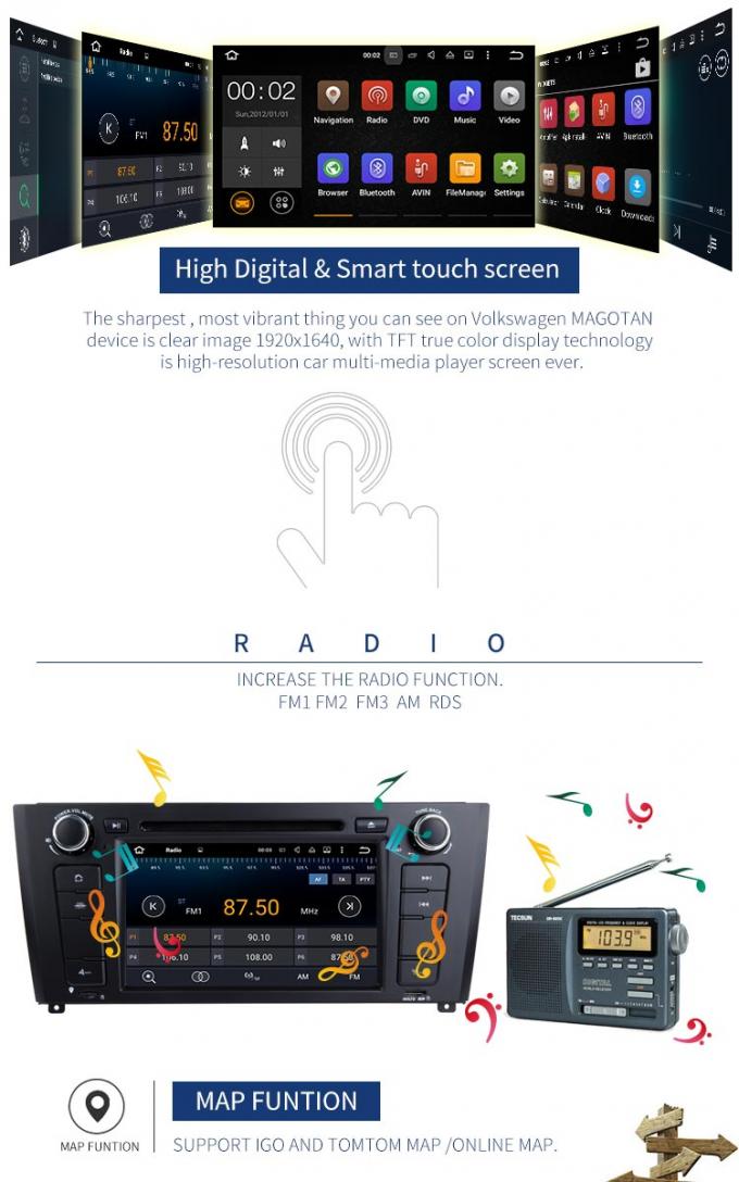 ステレオの無線サポートGPSアンドロイド7.1を持つ車のマルチメディアBMW GPS DVDプレイヤー
