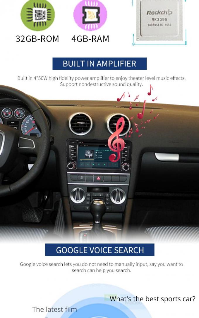 4+32G Audi BT GPS DVRミラー リンクの人間の特徴をもつ車のDVDプレイヤー作り付けGPS