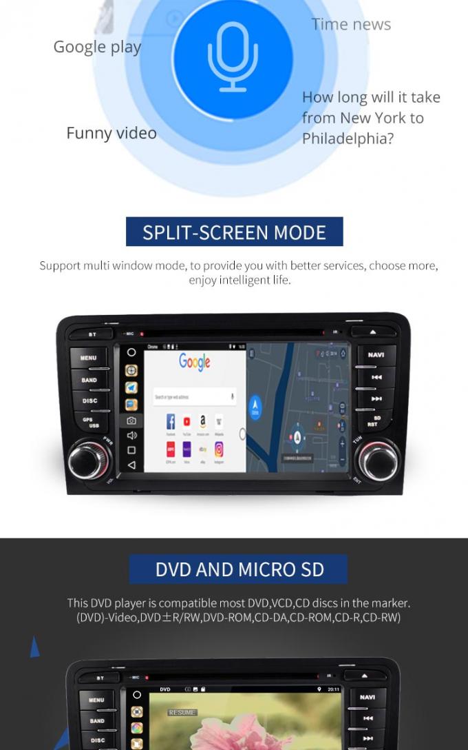 背面図のカメラの選択Audi車のDVDプレイヤーの複数の接触HDスクリーン