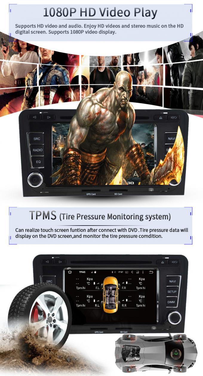 タッチ画面Gps ブルートゥース Playstoreの人間の特徴をもつAudi車のDVDプレイヤー