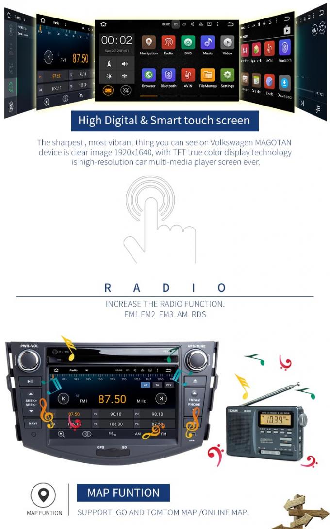 Gps Wifiステレオの可聴周波ミラー リンクのアンドロイド7.1のトヨタ車のDVDプレイヤー